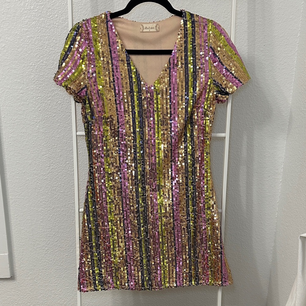 Altar’d State Multicolor Sequin Striped Dress